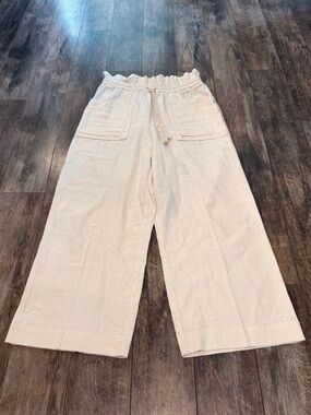House of Harlow 1960 Cream Elastic-Waist Lightweight Pants